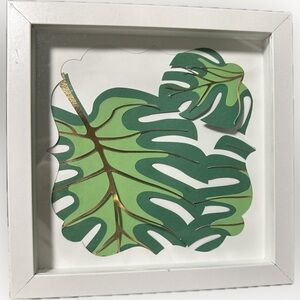 Handmade-Tropical Monstera Luxe Art – 8x8 Framed Shadow Box